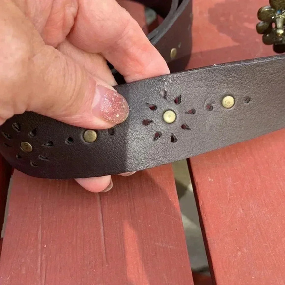 Source Unknown Faux Leather Belt w Filigree Buckle w Faux Crystals XL Brown - Picture 4 of 10